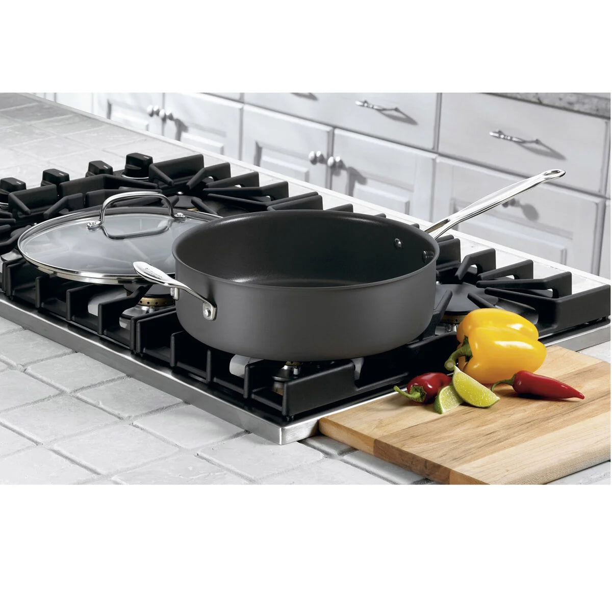Chef's Classic™ Nonstick Hard Anodized 5.5 Quart Sauté Pan with Helper Handle & Cover