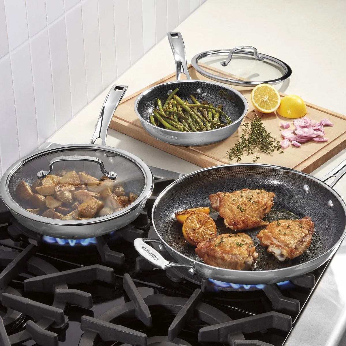 FusionPlus® Hybrid 6pc Skillet Set– 8” with Lid, 10” with Lid, 12” with Lid"