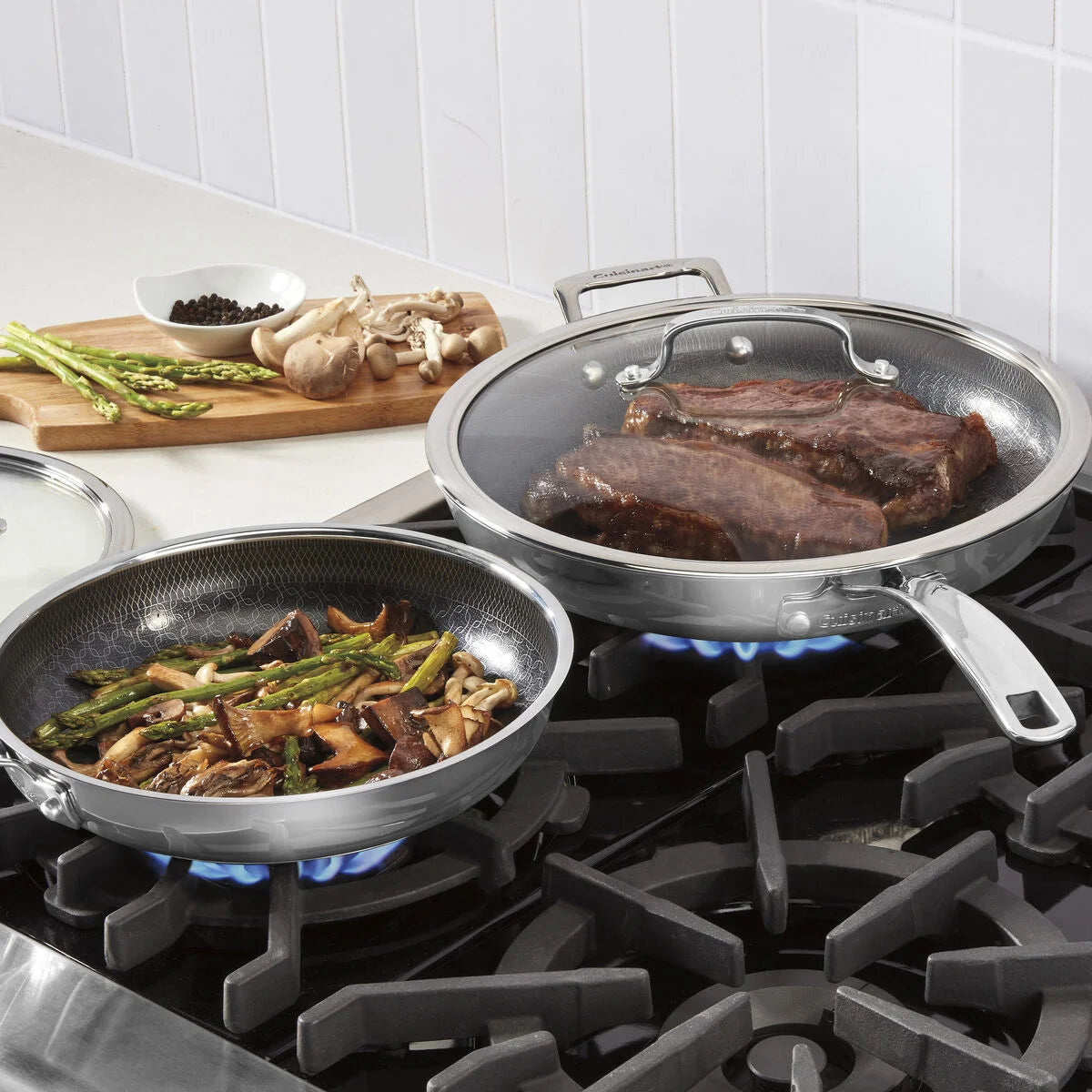 FusionPlus® Hybrid 4pc Skillet Set– 10” with Lid & 12” with Lid