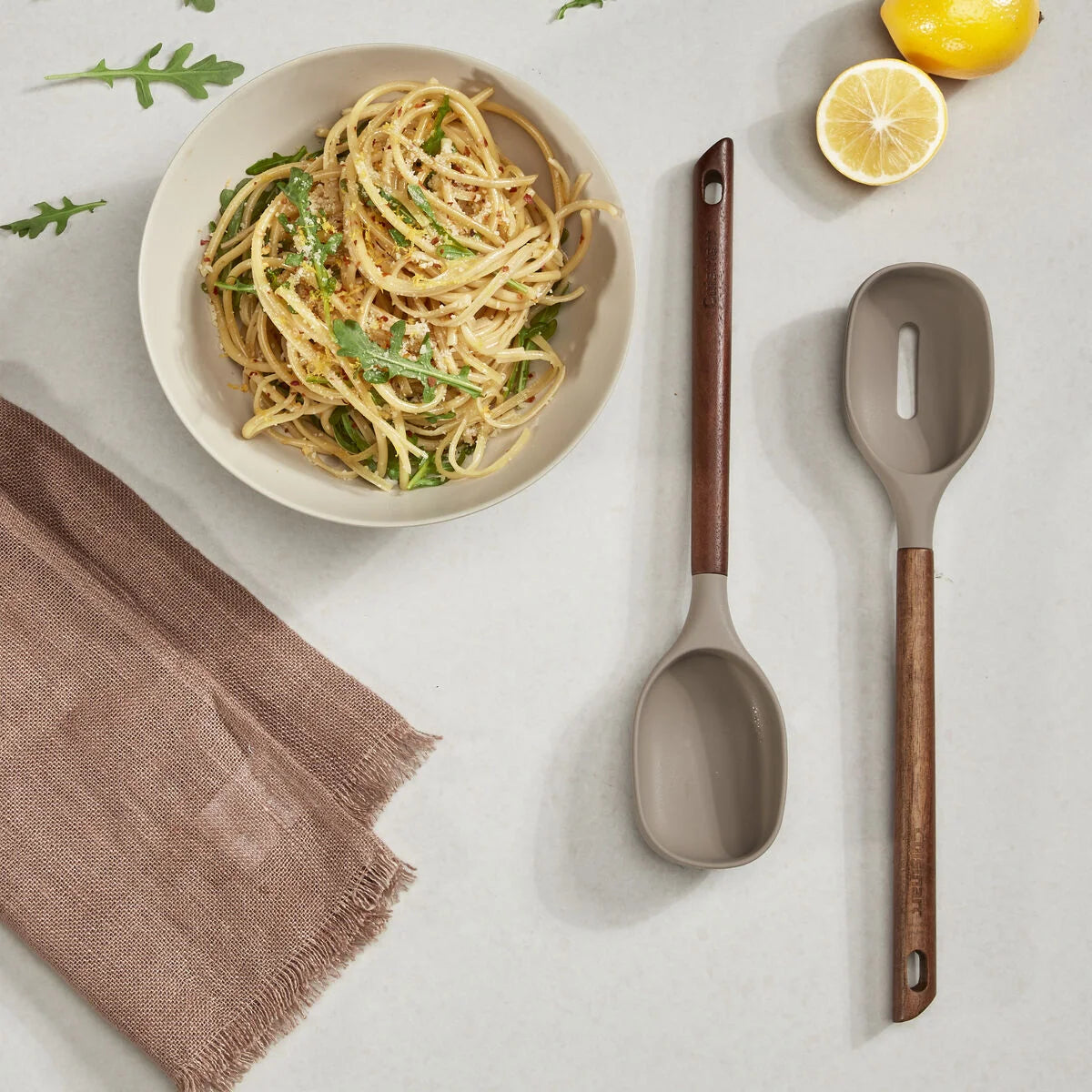 Acacia Fusion Slotted Spoon & Solid Spoon Set