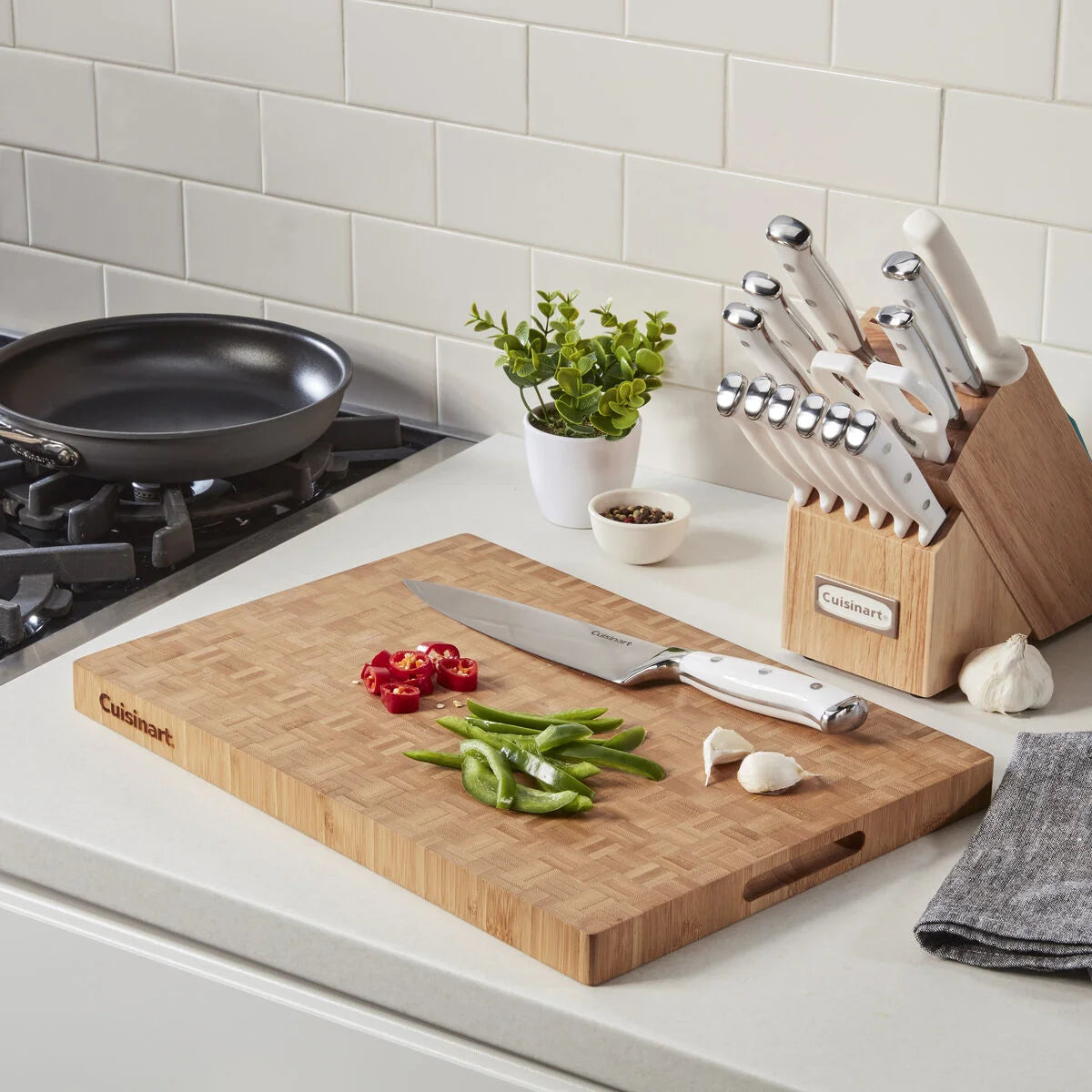 17" Reversible End Grain Bamboo Cutting Board
