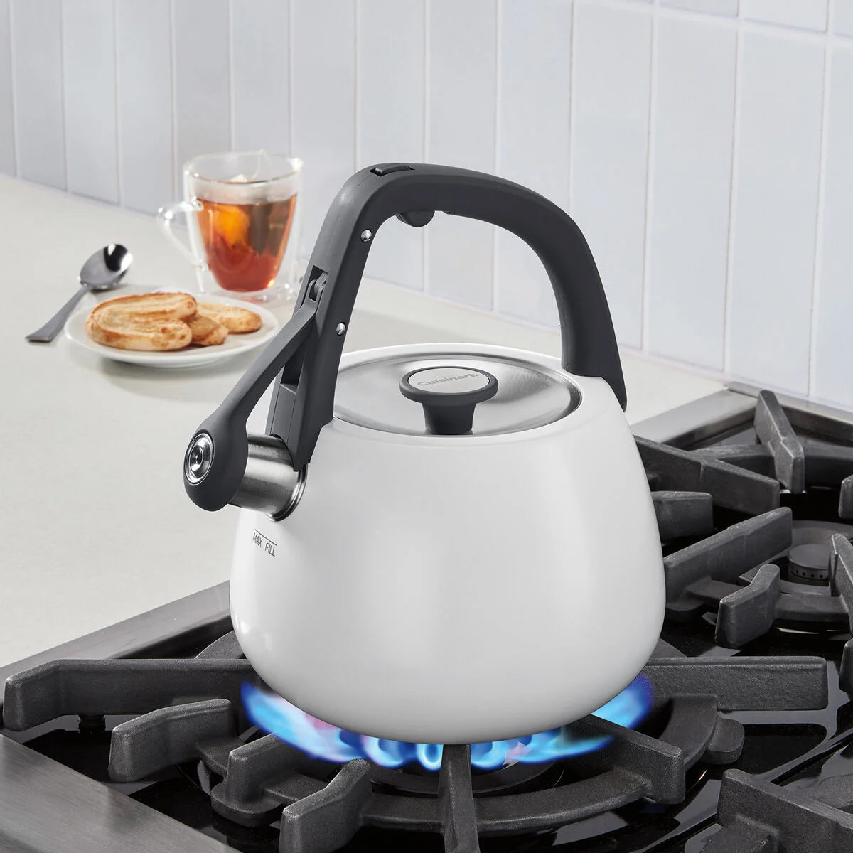 2 Qt. Matte White Stainless Steel Tea Kettle