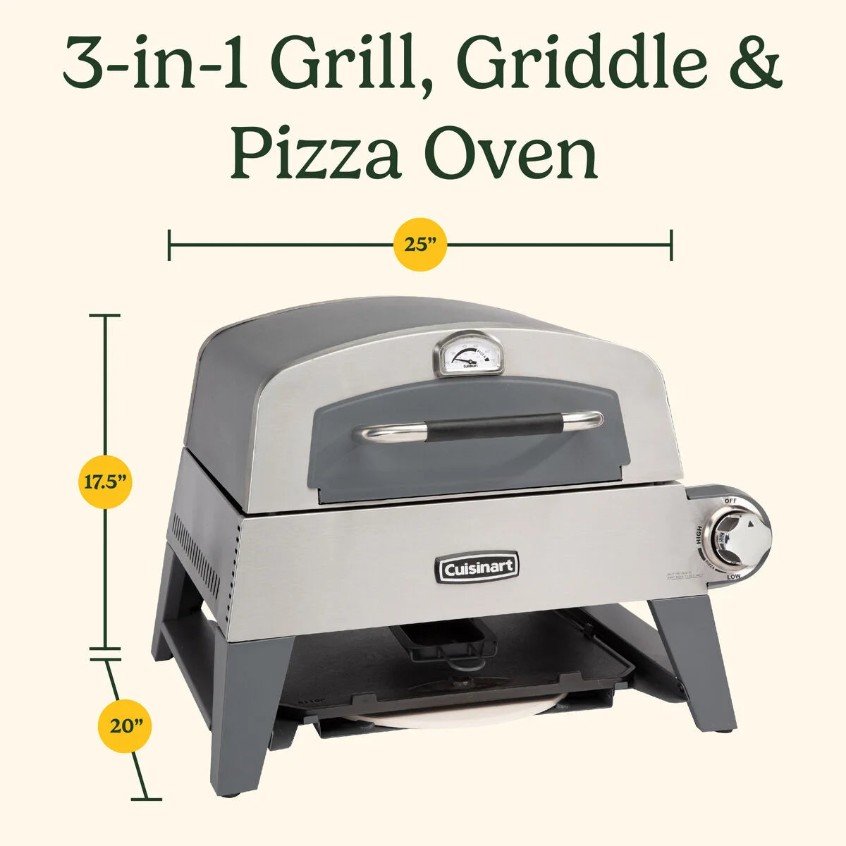 3-in-1 Grill, Griddle & Pizza Oven