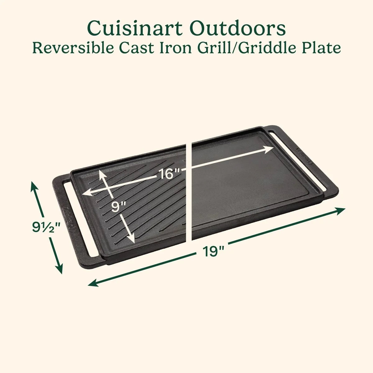 Reversible Cast Iron Grill/Griddle Plate